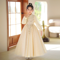 Princess dress girl 2023 winter dress new girl high-end flower boy gown autumn and winter style childrens dress winter