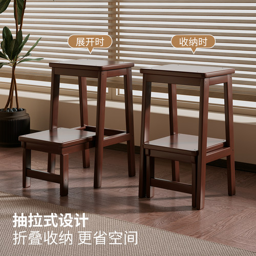 梯凳家用可抽拉登高梯子凳子两用多功能置物架简约厨房稳步爬梯凳 - 图2