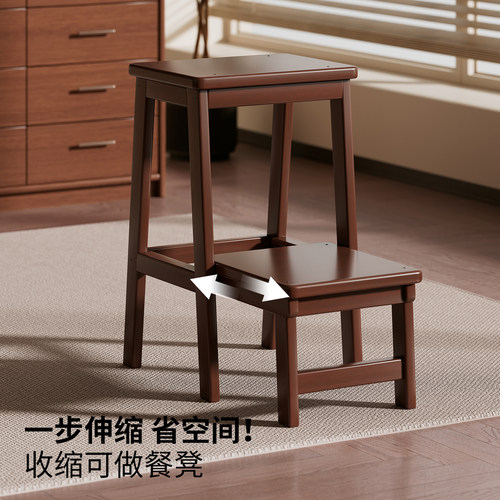 梯凳家用可抽拉登高梯子凳子两用多功能置物架简约厨房稳步爬梯凳 - 图1