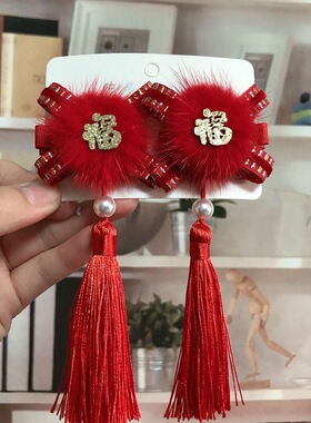 发夹宝贝儿童伴娘大红定制蝴蝶结