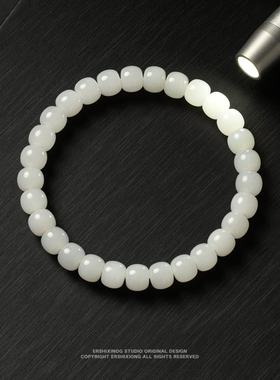 馆藏羊脂级·新疆和田玉且末极细羊脂白玉极限弧老型手链手串7×6