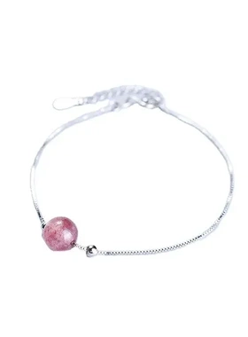 女士手链巴度饰品简约单圈草莓晶手饰水晶