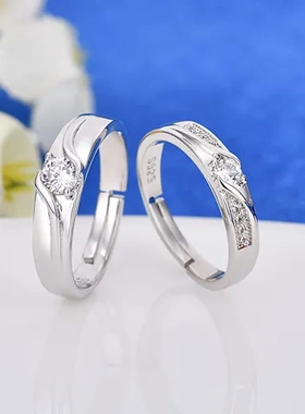 尾戒情侣韩版戒指首饰结婚欧美可调节仿纯银开口活口男女饰品