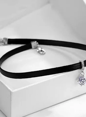 皮绳韩国锁骨链吊坠饰品项链颈带脖子网红个性感女潮人choker黑色