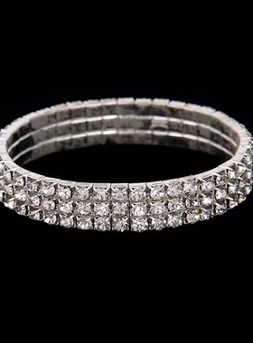 手链闪亮选择饰品424弹力闪钻水钻多排外贸