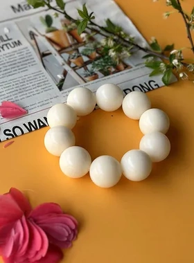 手串菩提根菩提籽虎斑菩提带皮饰品花菩提根手链佛珠精抛白玉文玩