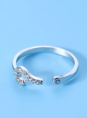 对戒戒指手饰品活口开口结婚锆石女式款仿纯银字母巧兰轩问号