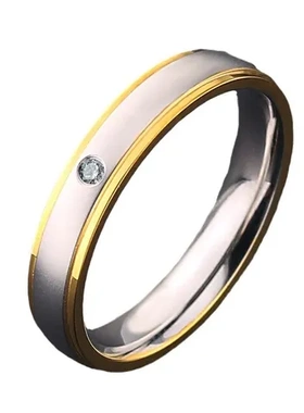 男女对戒女弧面锆石镀金金戒指直销间钛钢电金情侣不锈钢指环