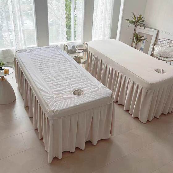 High-end health center and beauty salon bed cover with holes four-piece set