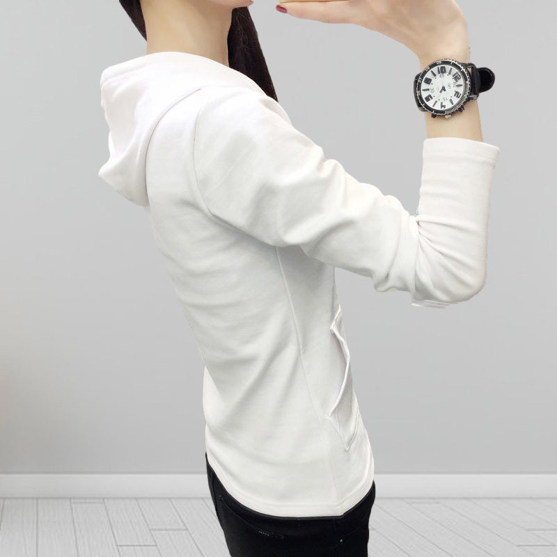 白色t恤女2021年新款设计感小众大码长袖宽松连帽卫衣夏短款时尚