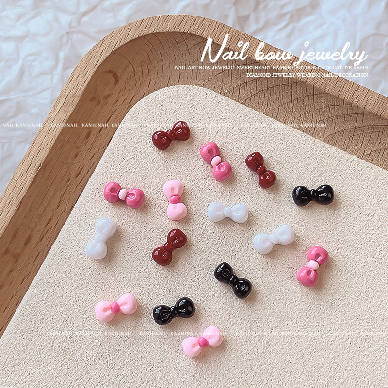 美甲蝴蝶结饰品甜心芭比卡通可爱猫猫领结树脂钻饰穿戴甲指甲装饰 - 图0