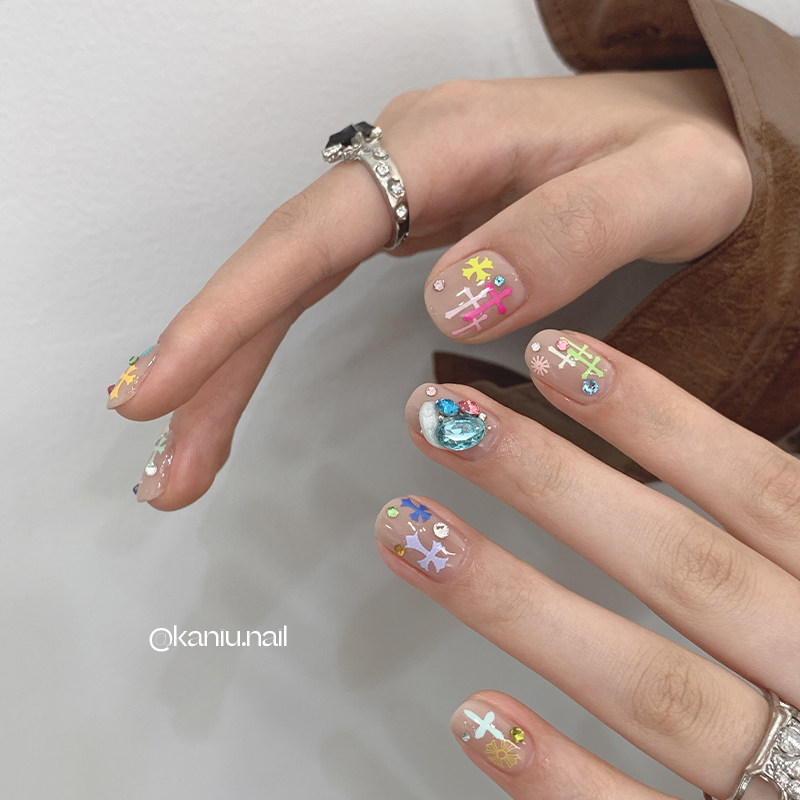 美甲克罗心贴纸网红爆款十字架立体浮雕烫金银色糖果色指甲装饰品,淘宝优惠券,粉丝福利购,淘宝优惠卷