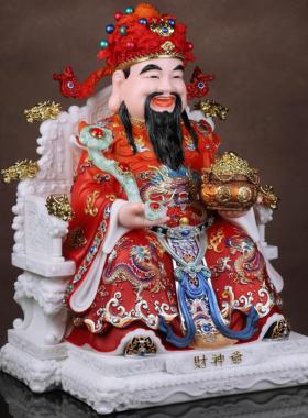 汉白玉财神爷摆件文像如