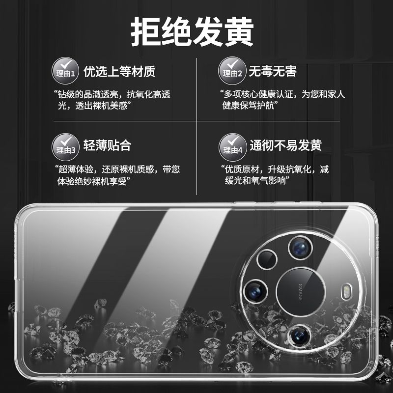 适用于华为mate60手机壳mate60Pro硅胶高清透明简约防摔软壳保护套 - 图1