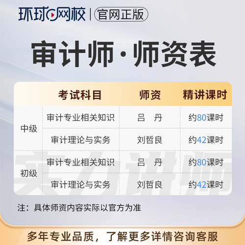 环球网校2026年初级中级审计师视频网课教材精讲班课程吕丹刘哲良 - 图0
