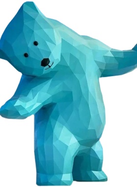 玻璃钢雕塑大型几何动物抽象切面熊猫鹿兔子摆件户外园林景观