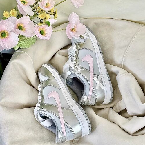 球鞋定制 Nike Dunk Low 芭蕾少女 丝带 优雅 女子低帮休闲板鞋 - 图0