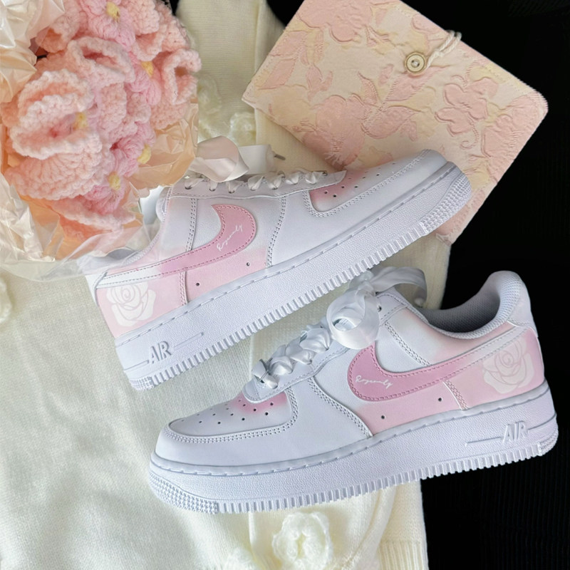 球鞋定制Nike Air Force 1AF1玫瑰之名 清新浪漫丝绸 低帮男女鞋,淘宝优惠券,粉丝福利购,淘宝优惠卷
