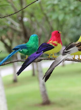 仿真羽毛小鸟园艺喜鹊装饰摆件