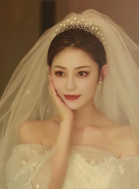 皇冠新娘婚纱礼服发箍大气头饰