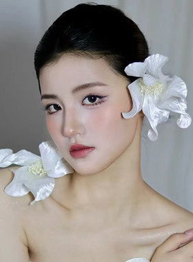 法式复古仿真花网纱新娘头饰
