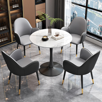 Light Lavish Rockboard Talks Table And Chairs Combined Shop Reception Office Balcony Leisure Small Round Table Brief Modern Dining Table