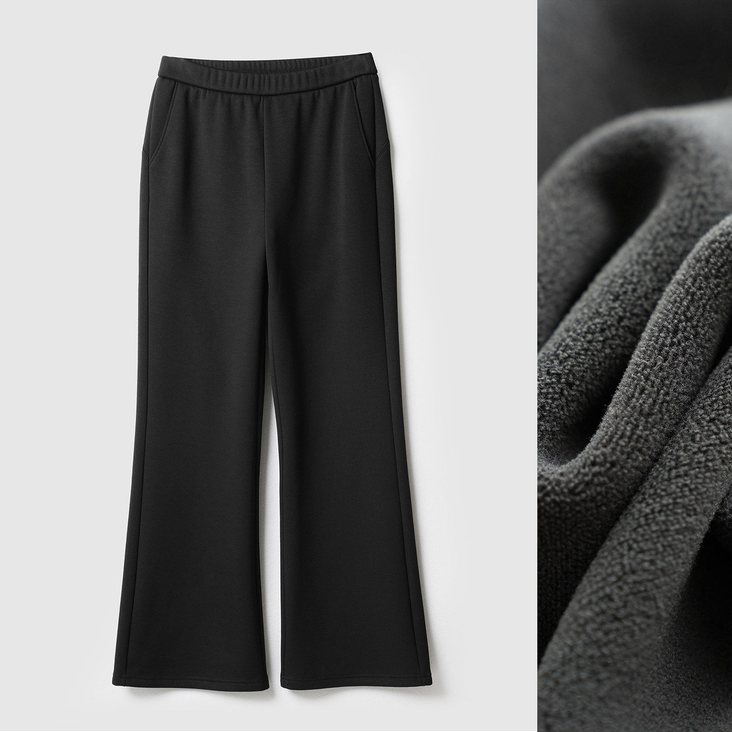 微喇加绒小黑裤 460g 女士一体绒喇叭裤 保暖休闲百搭长裤 女装,淘宝优惠券,粉丝福利购,淘宝优惠卷