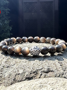 佛言佛语男女银曜石手串