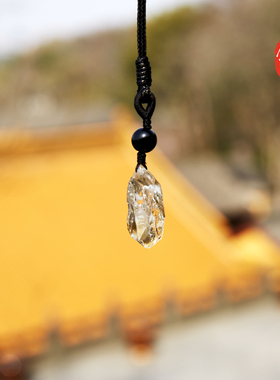 佛言佛语 自制黄水晶随形吊坠白水晶黑曜石全手工编绳定制情侣