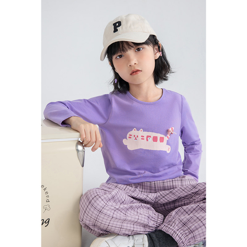 茵曼童装女童t恤长袖2022新年春秋 茵曼童装T恤