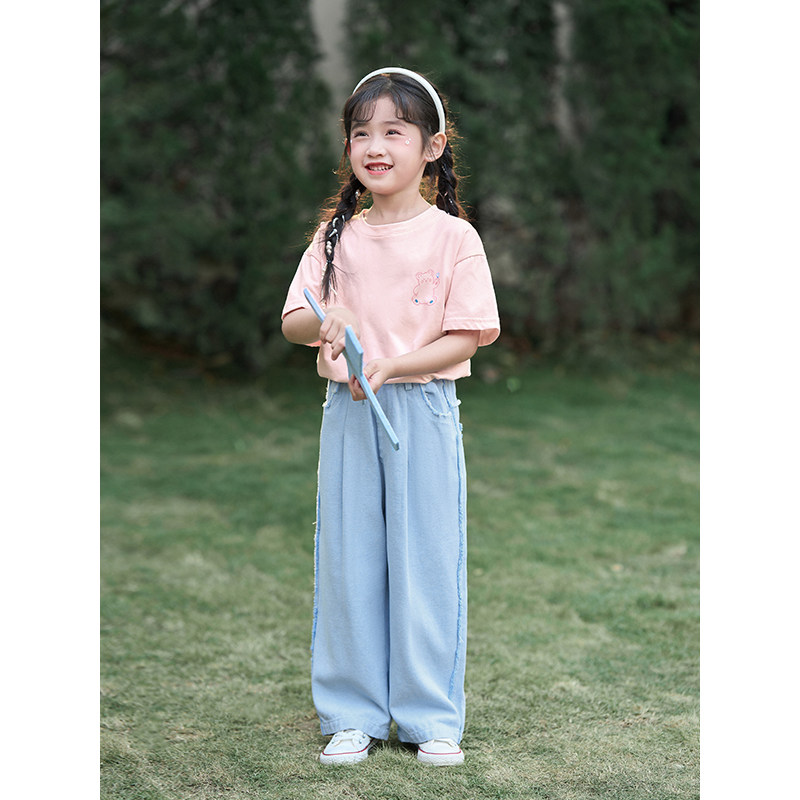 茵曼女童休闲夏季2023新款牛仔裤 茵曼童装裤子