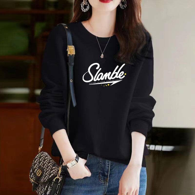 爆款流行印花灰色纯棉卫衣女秋冬新韩版宽松大码上衣外穿女士外套