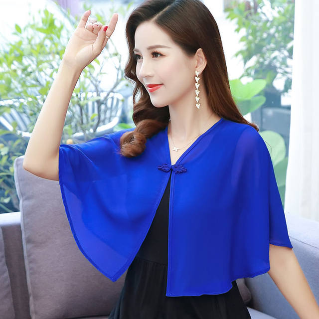 ເສື້ອກັນແດດ poncho cardigan chiffon shawl