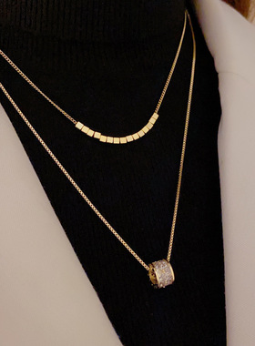 秋冬新款气质时尚个性双层叠戴小蛮腰项链女轻奢高级感毛衣链