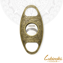 LUBINSKI Cigar scissors portable stainless steel cutting edge perforator upscale lace reliefs sharp and smooth smoke