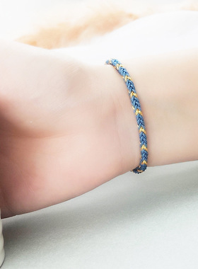 纯手工编织八股辫四面佛古风简约情侣手绳幸运红绳手链