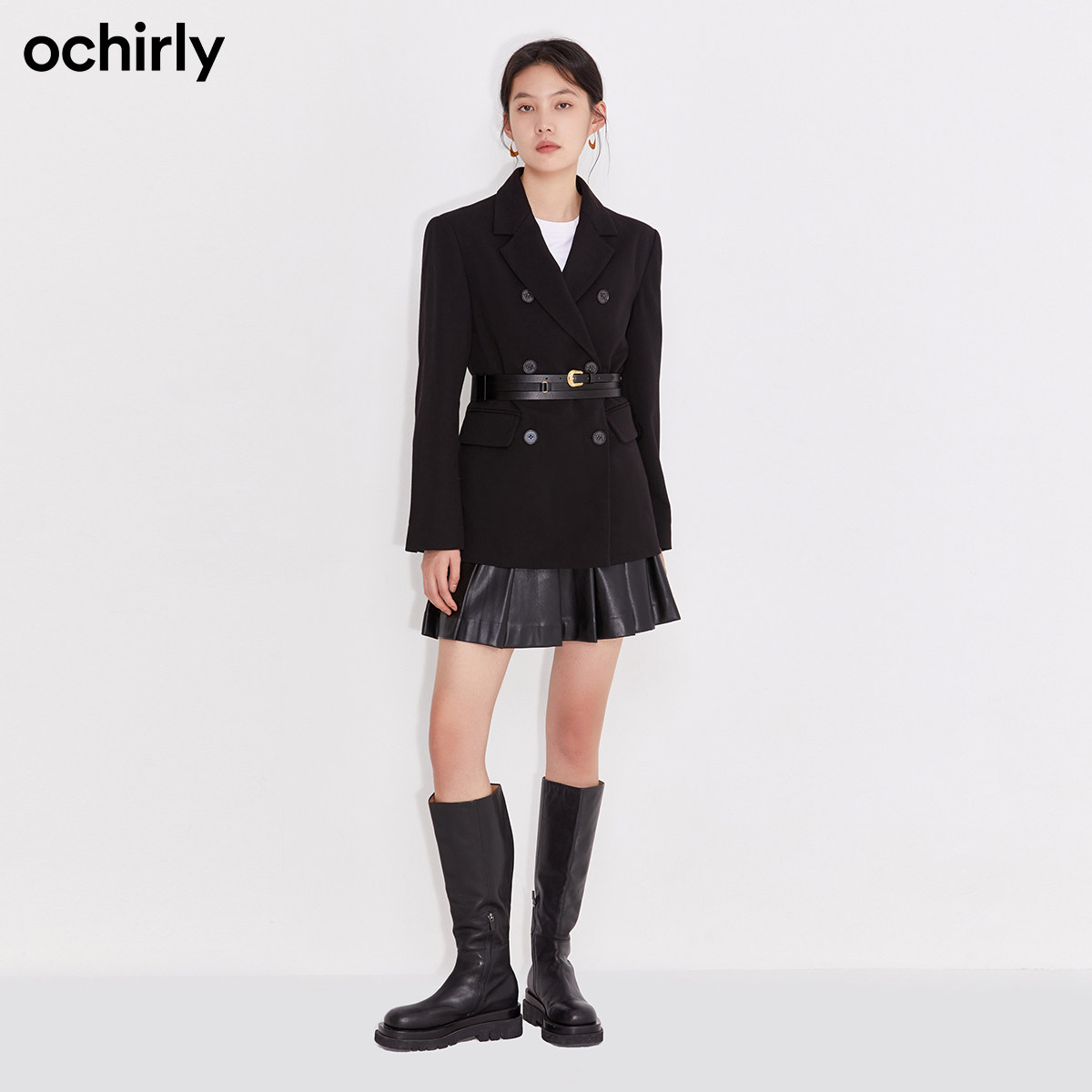 ochirly欧时力新款春装配皮革腰带 ochirly西装