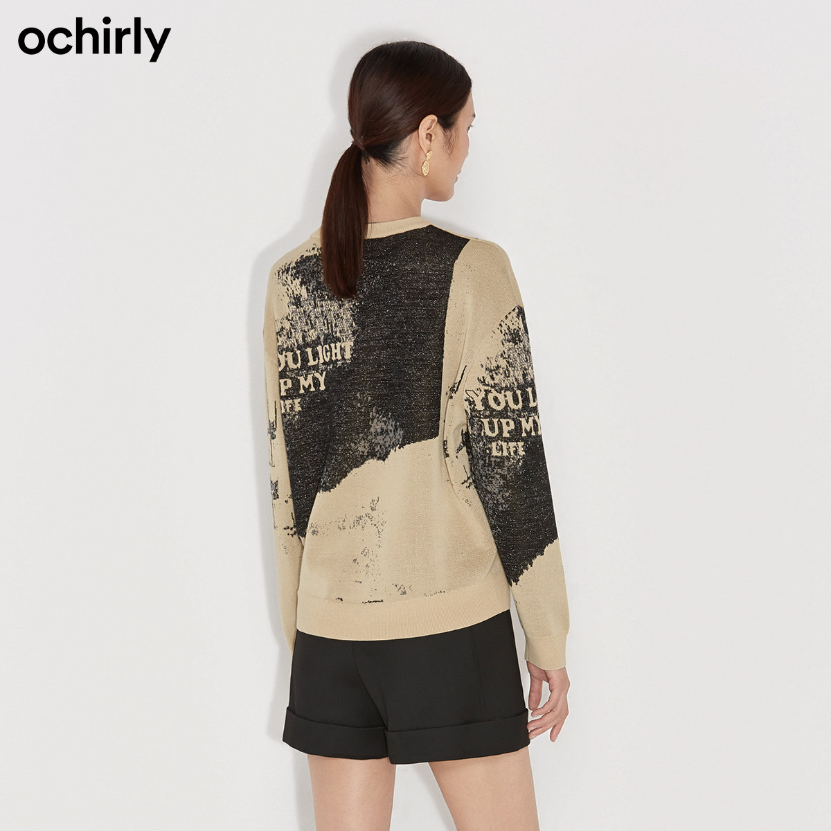 直降欧时力2021新款冬装金银丝毛衣 ochirly毛针织衫