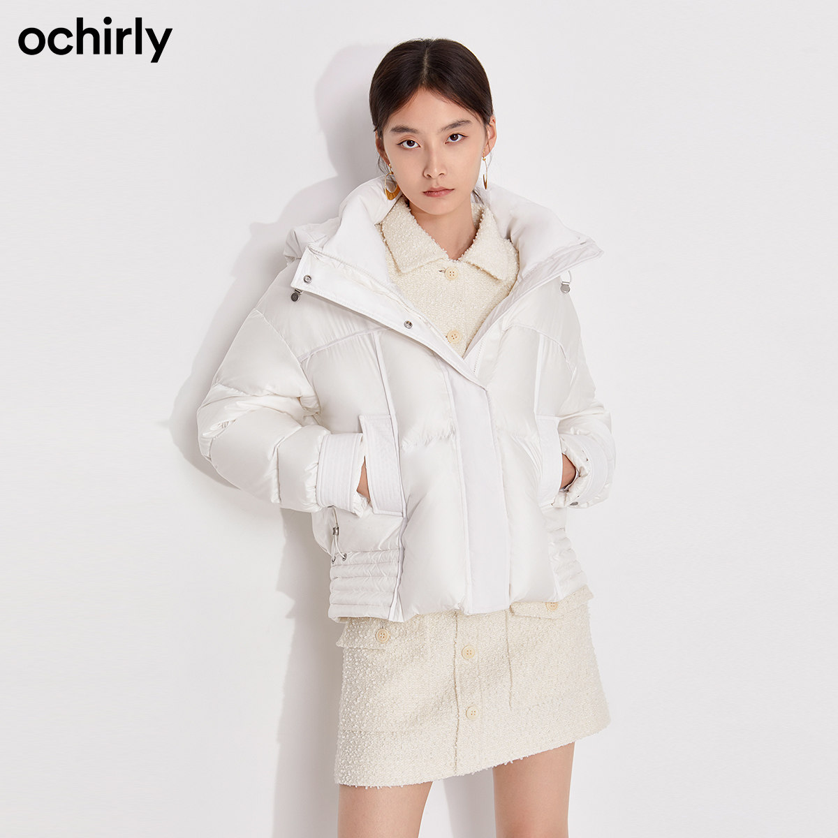 【免定金】欧时力2021新款连帽羽绒服 ochirly羽绒服