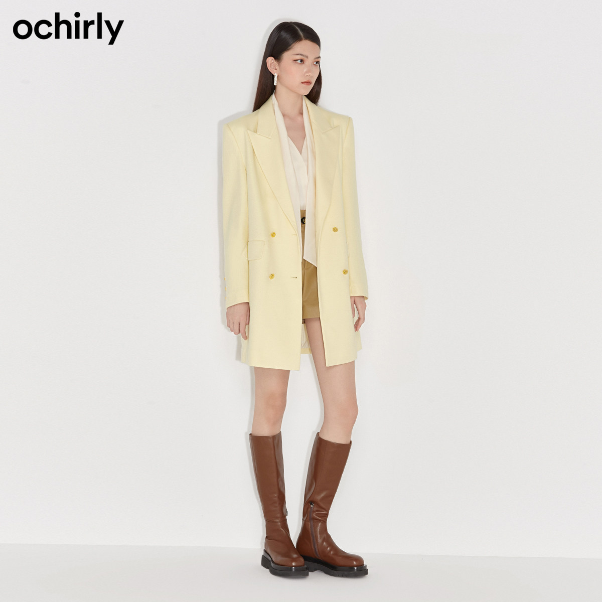 2件9折欧时力2021新款冬装毛呢大衣 ochirly毛呢外套