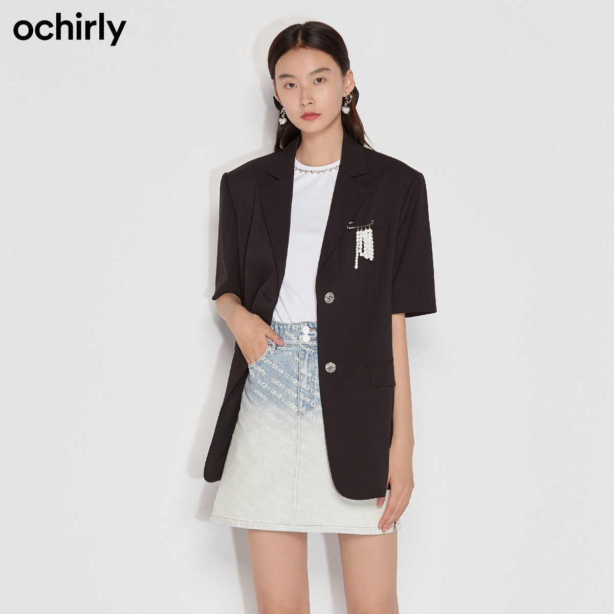 ochirly欧时力2022新款夏装配胸针 ochirly西装