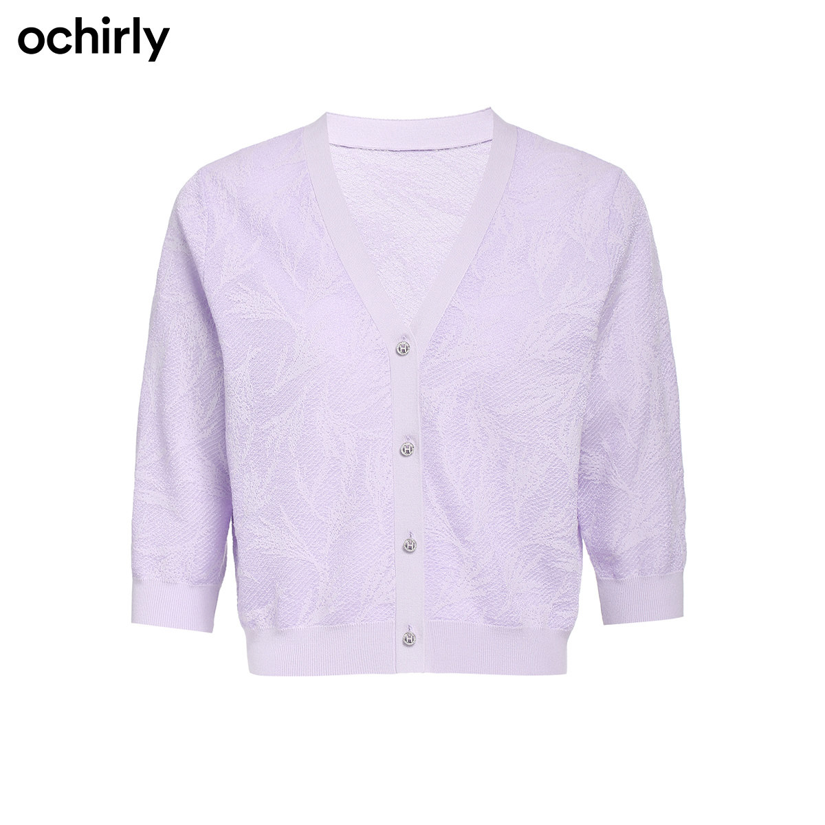 【直降】欧时力2022新款夏装v领提花 ochirly毛针织衫