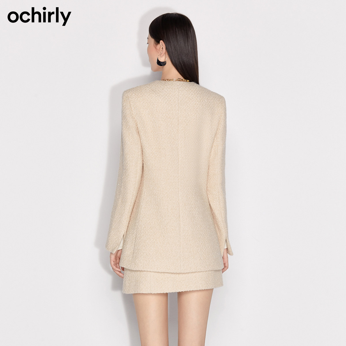 2件9折欧时力2022新款春装金属扣女 ochirly毛呢外套