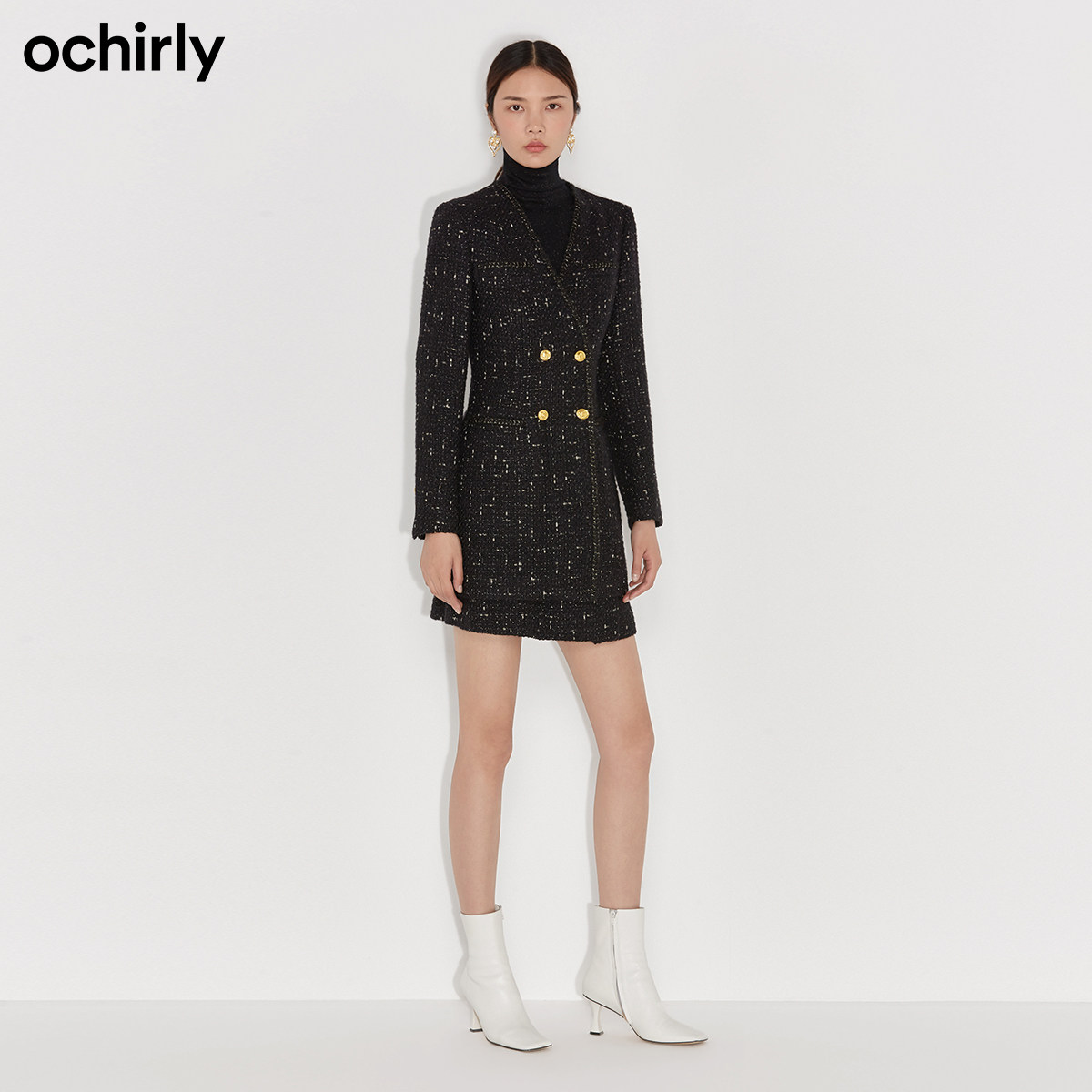 【提前加购】欧时力2021新款冬装排扣 ochirly毛呢外套