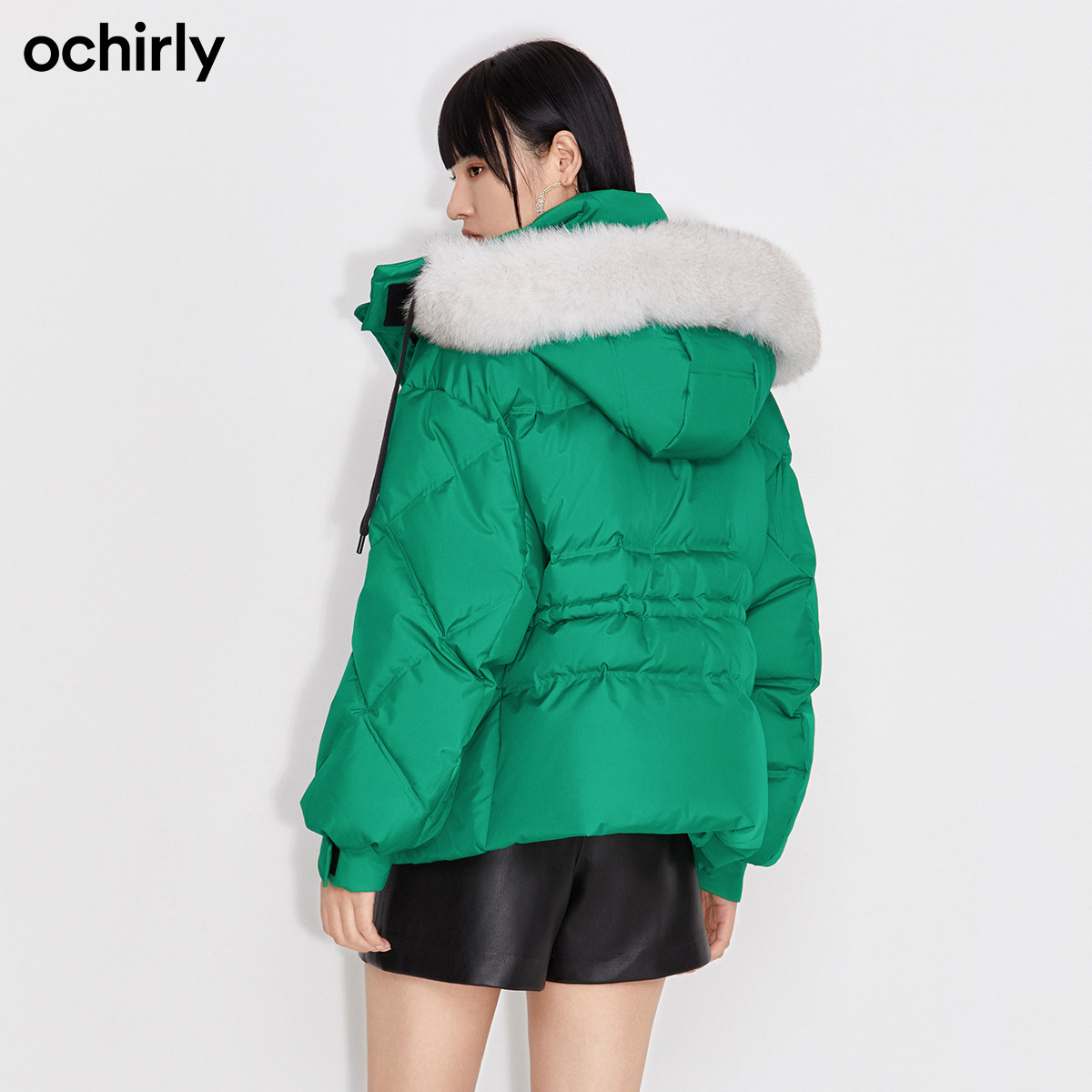 2件9折欧时力2021新款狐狸毛领 ochirly羽绒服