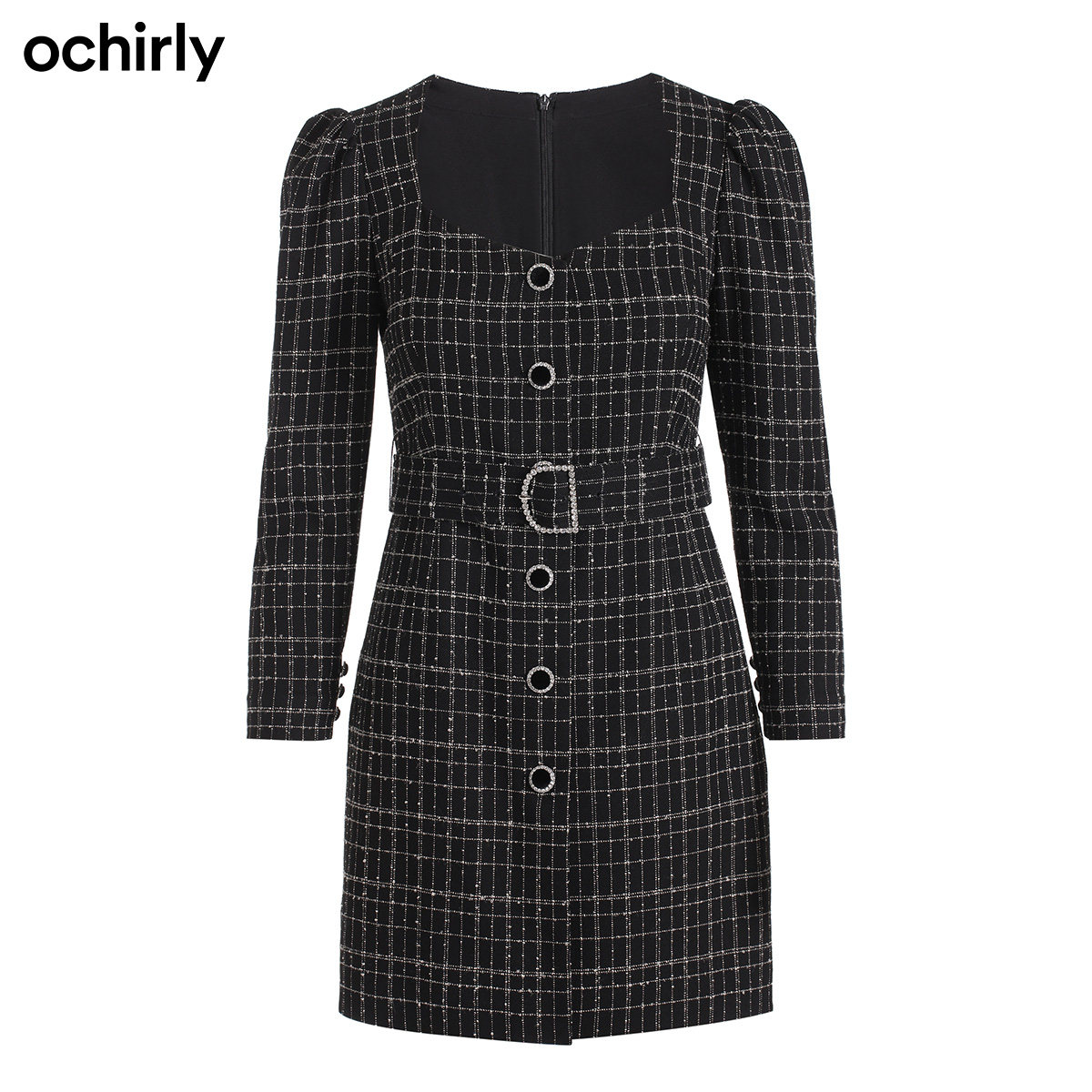 直降欧时力2021新款冬装格子连衣裙 ochirly连衣裙