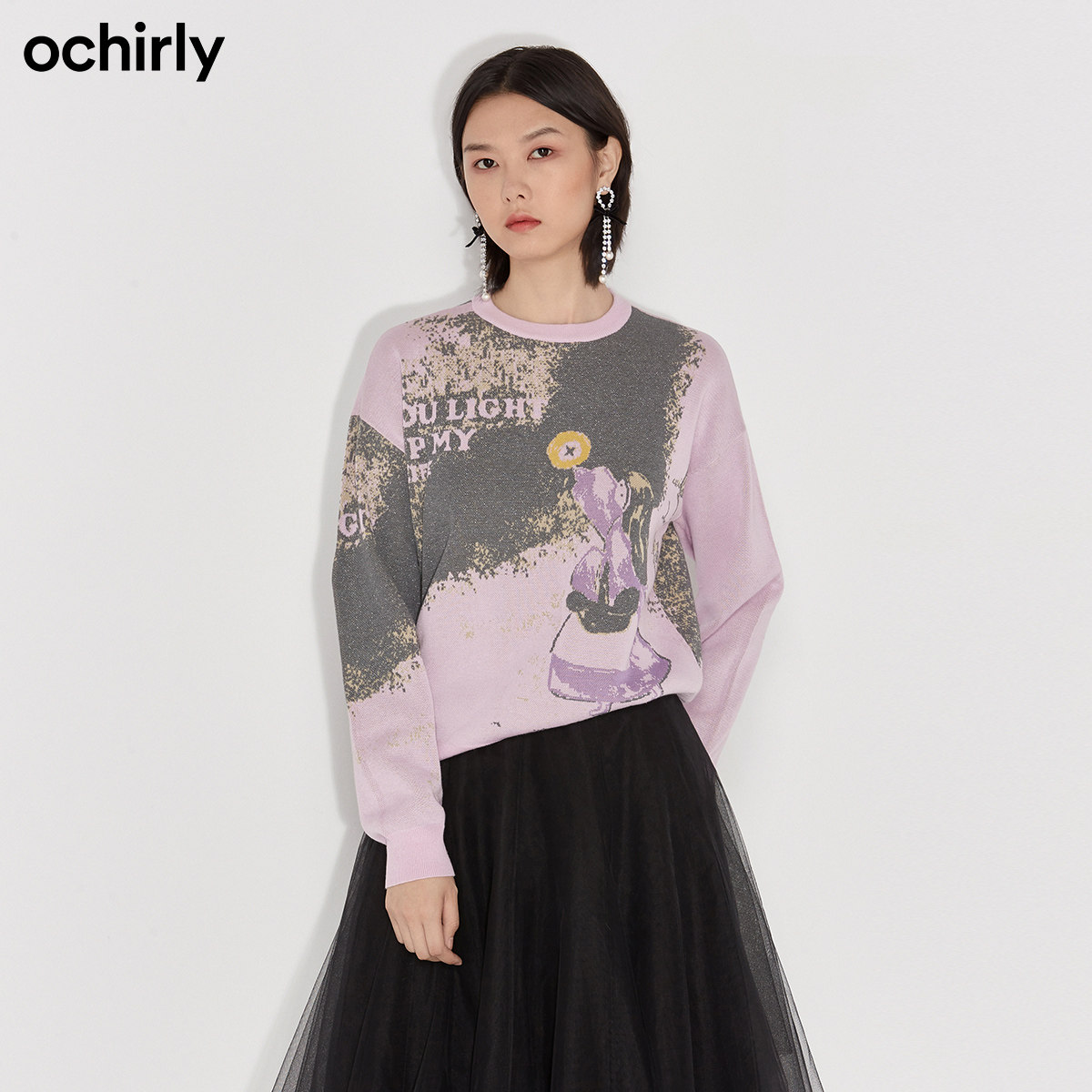 直降欧时力2021新款冬装金银丝毛衣 ochirly毛针织衫