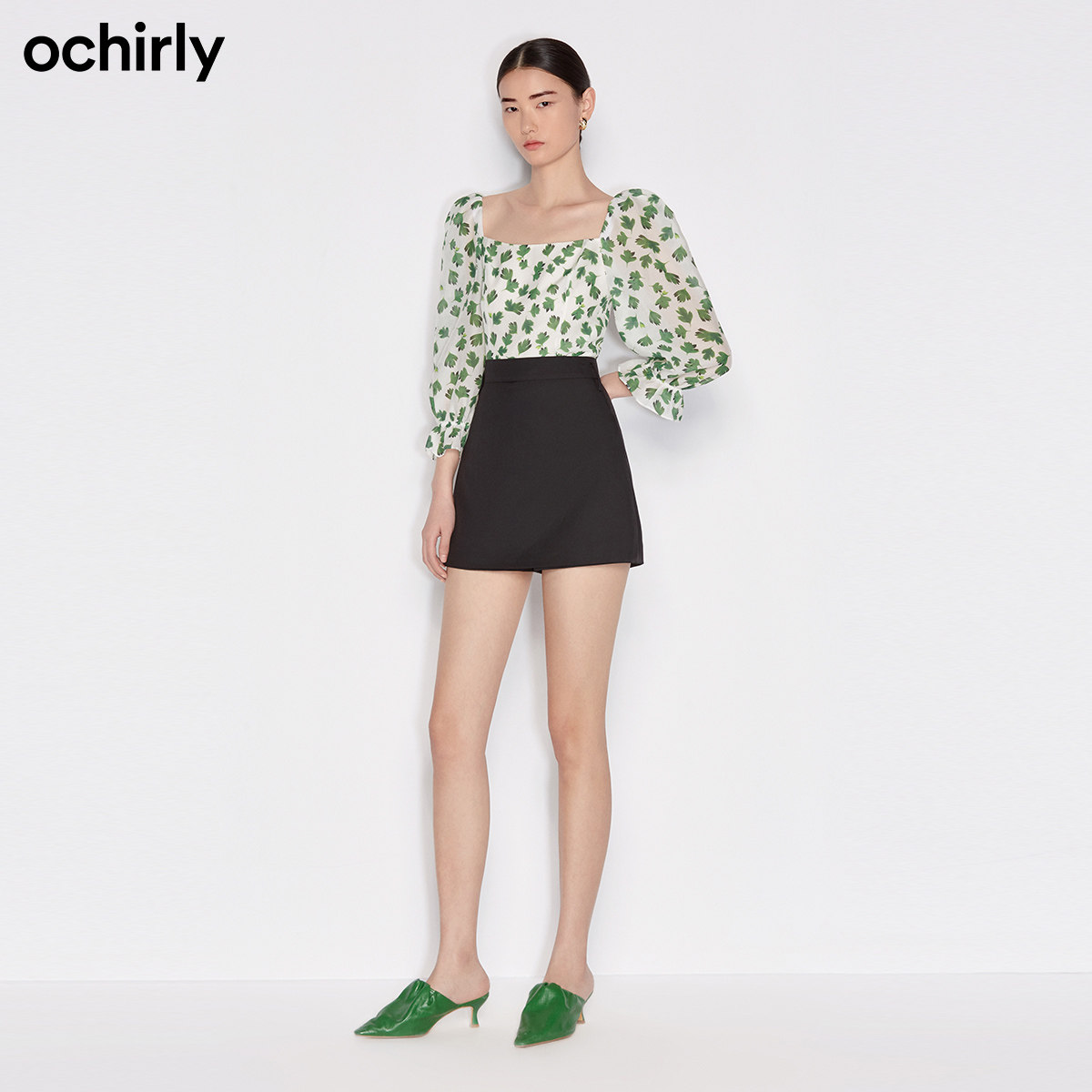 【直降】欧时力秋装新品方领印花衬衫 ochirly衬衫