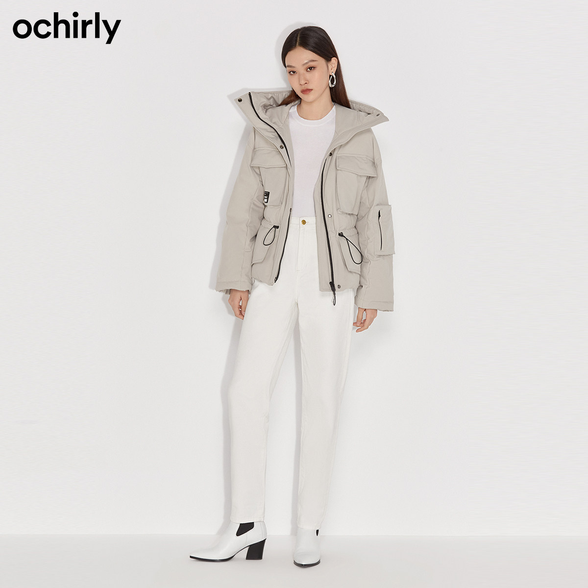 2件9折欧时力2021新款织唛女羽绒服 ochirly羽绒服