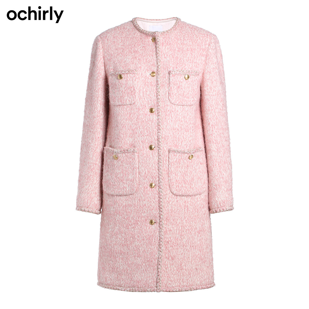 2件9折欧时力21春新品小香风大衣 ochirly毛呢外套